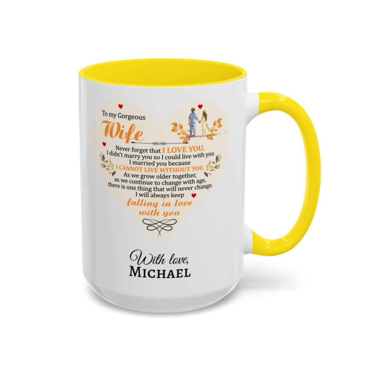 To My Gorgeous Wife Mug – “I Will Always Keep Falling in Love With You”