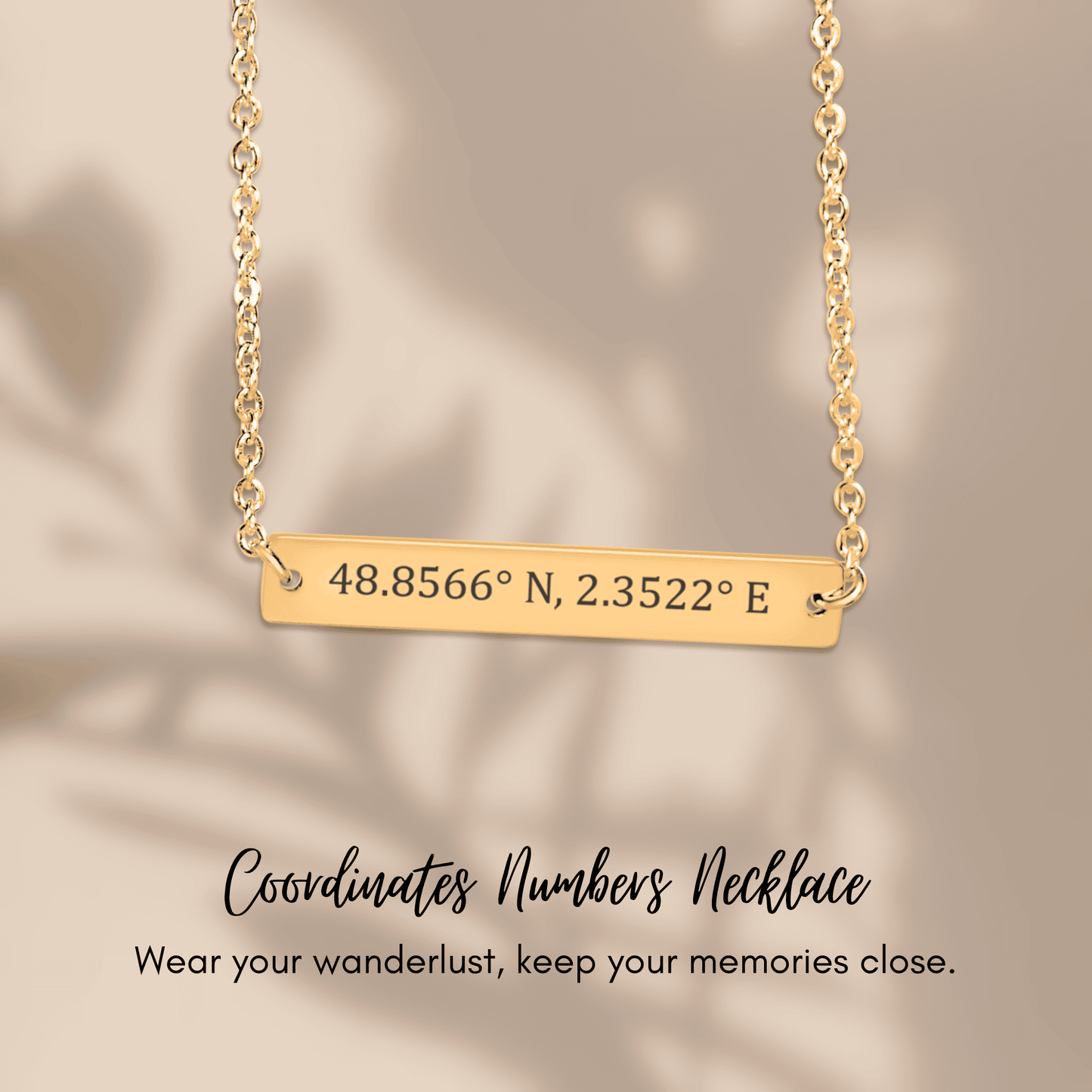 Coordinates Numbers Horizontal Bar Necklace