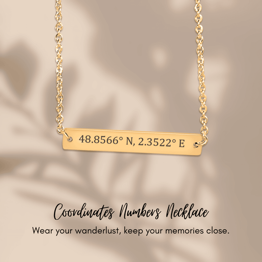 Coordinates Numbers Horizontal Bar Necklace